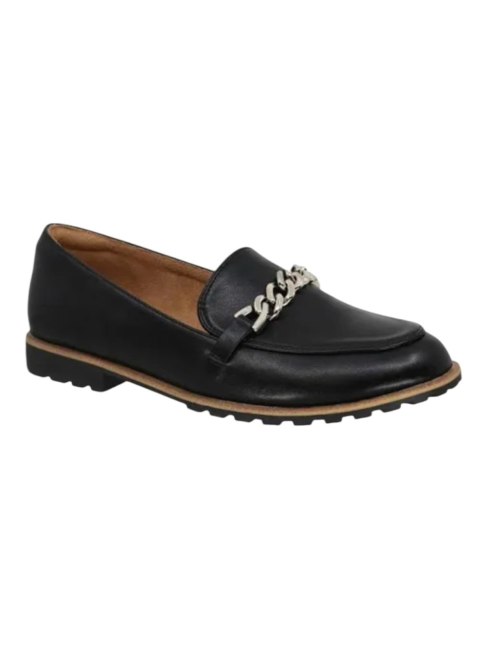Kelly & Katie Sz 8 Bexley loafers in black with a silver chain accent
